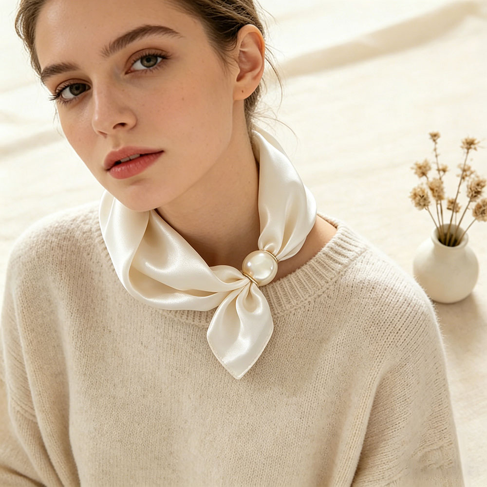 Luxury Skincare Headband - Szalik Łańcuszek Jedwabny Leniwy Magnetyczny Wisiorek
