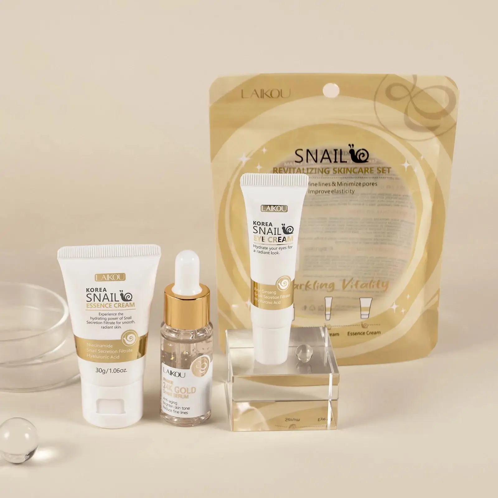 Luxury Skincare Cream - Zestaw serum, kremu pod oczy i