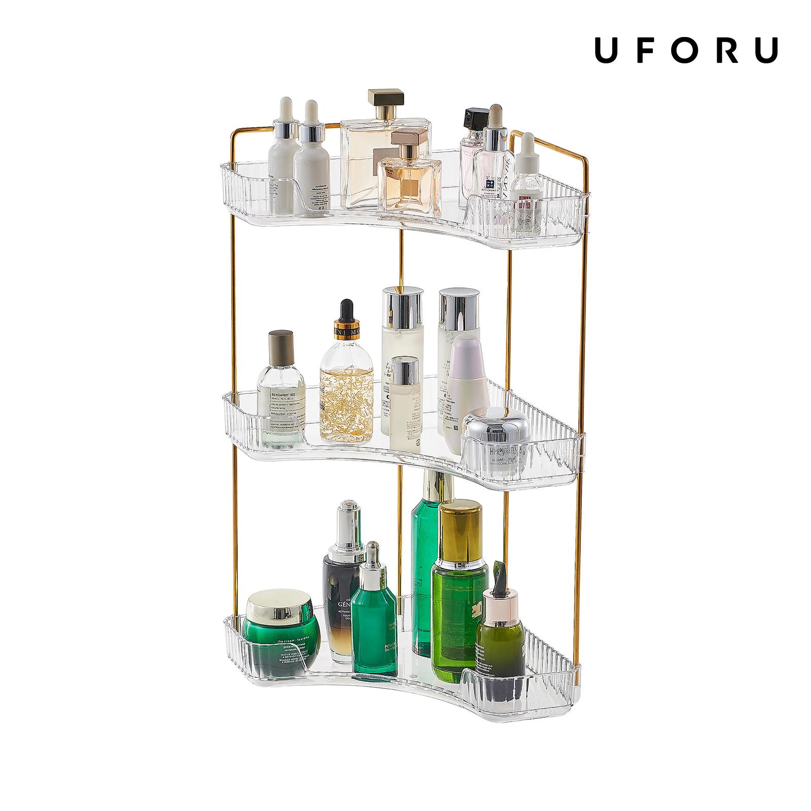 Luxury Gold Skincare - Luksusowy Przezroczysty Organizer Kosmetyczny 3-Poziomowy Oszczędzający